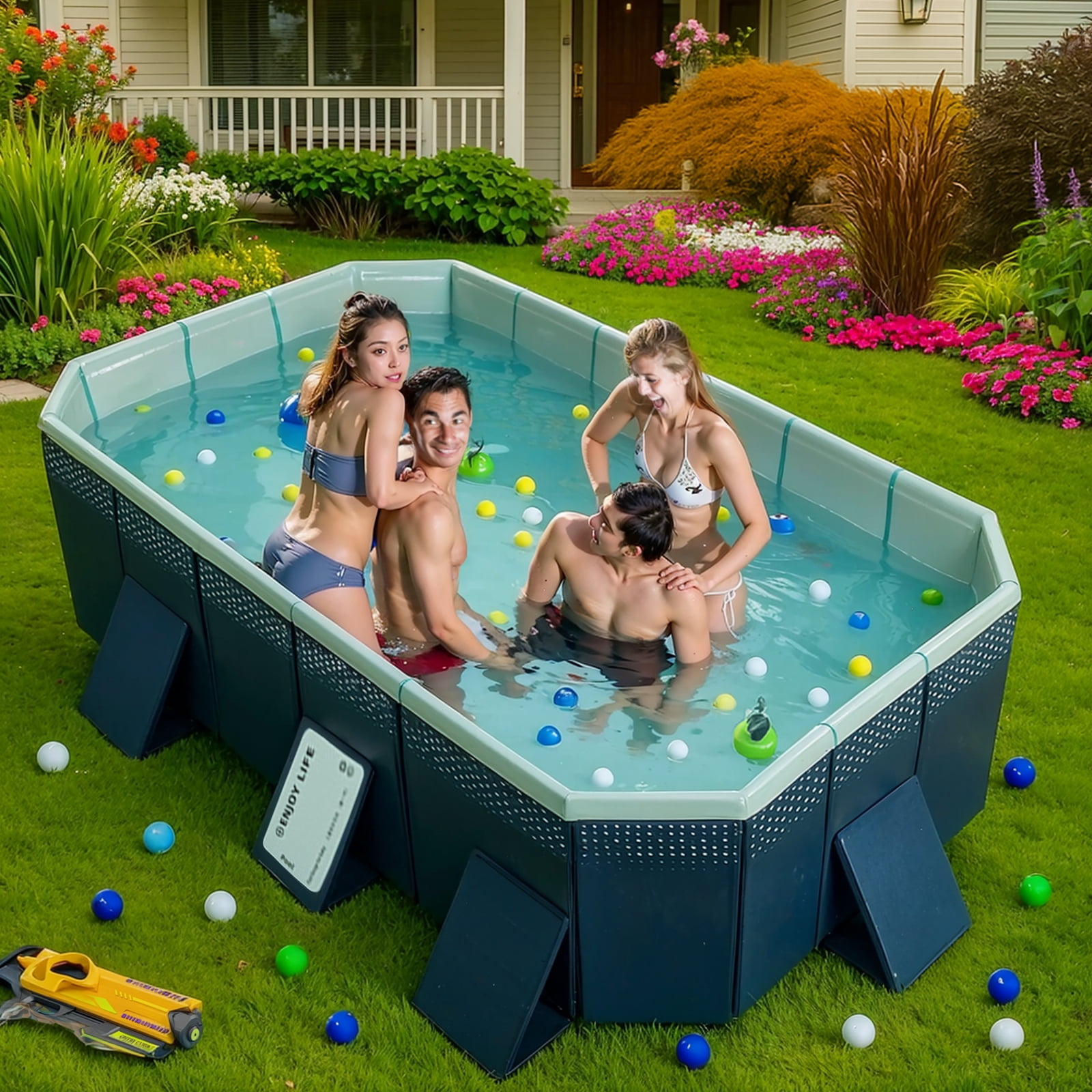 Collapsible Family Pool – Non-Inflatable, Measures 82x55x21 inches