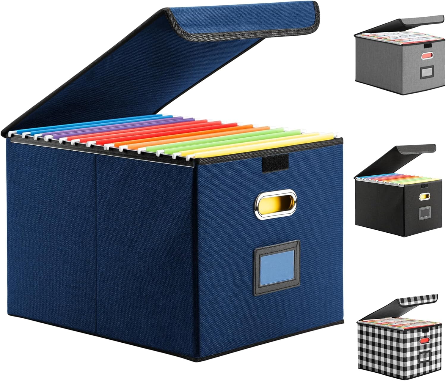 Collapsible File Box with Lid & Plastic Slide - Hanging Document ...