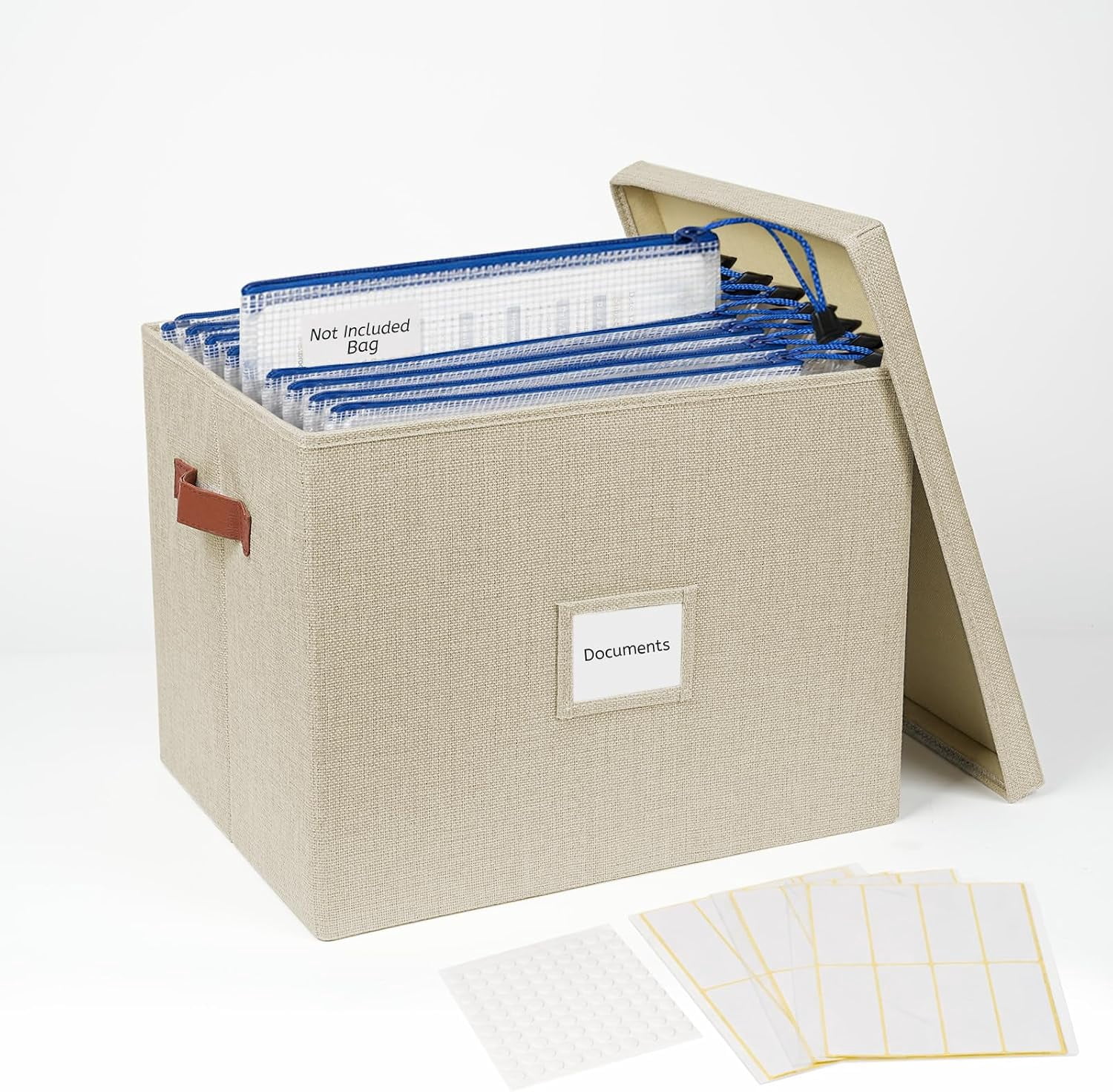 Document Folder Simple Collapsible File Storage Box with Lid - Beige - Walmart.com