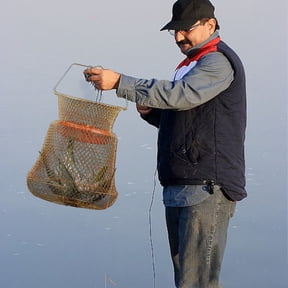Collapsible Fish Basket - Floating Steel Wire Fishing Keeper with Rust-Resistant Design - Portable Live Well for Kayak Anglers & Bank Fishing - Heavy Duty Floating Net for Freshwater & Saltwater Use