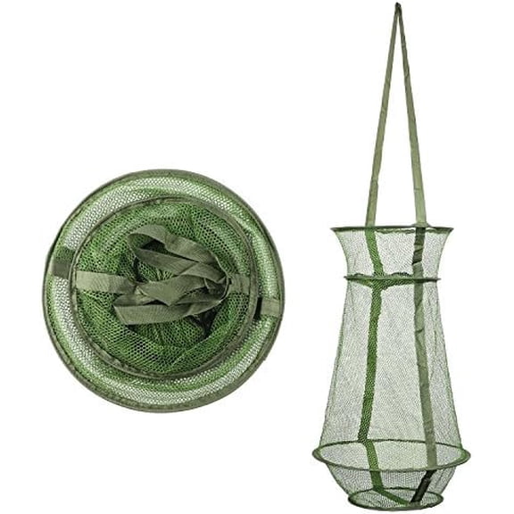 Collapsible Fish Basket Mesh Fish Trap Portable Fish Cage Foldable Fishing Keep Net for Keeping Fish Alive, Bait Storage Crayfish Crab Minnows Shrimps Lobsters