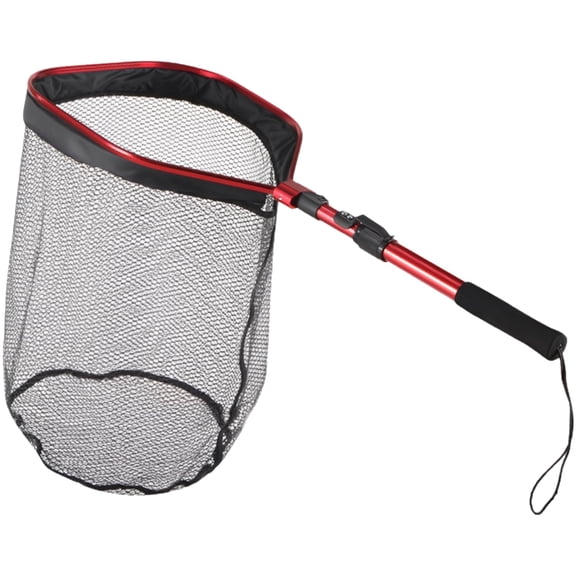 Collapsible Fishing Net, Aluminum Alloy Pole, Rubber Coated Net, Extends to 41.3 in / 105 cm, 19.7 in / 50 cm Deep, Square Head, 44 lbs / 20 kg Load for Kayak Fishing, Red