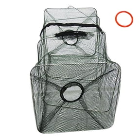 Collapsible Fishing Trap Net Durable Mesh for Crabs, Shrimp & Crawfish, Portable Foldable Design Fishing Net for Beach & Boat Fishing
