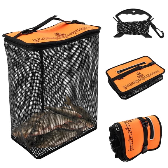 Collapsible Floating Fishing Basket Quick Drying Portable Fishing Floating Net Cage Large Capacity Rubber Coated Bait Storage Cage for Live Caught