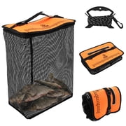 Collapsible Floating Fishing Basket Quick Drying Portable Fishing Floating Net Cage Large Capacity Rubber Coated Bait Storage Cage for Live Caught