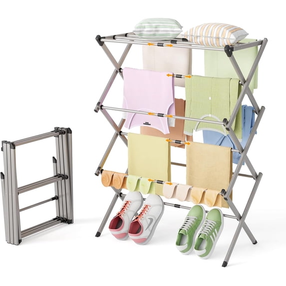 Free Standing Wardrobe Racks Collapsible Floor Drying Rack - Free Standing Accordion Laundry Dryer ...