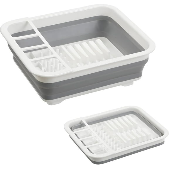 Collapsible Foldable Dish Drying Rack, Portable Space-Saving Dinnerware Drainer Organizer for Kitchen Counter RV Camping Travel, Holds Dishes Plates Cups Tableware