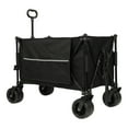 thumbnail image 1 of Collapsible Foldable Extended Wagon,480lbs Weight Capacity, Heavy Duty Folding Utility Garden Cart with Big All-Terrain Beach Wheels & Drink Holders,Side Pocket and Brakes, Black, 1 of 8