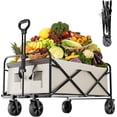 thumbnail image 1 of Collapsible Foldable Wagon, Beach Wagon Cart Heavy Duty with Wheels Foldable, Utility Folding Grocery Wagon for Camping Sports Outdoor Activities, Shopping(Black), 1 of 7