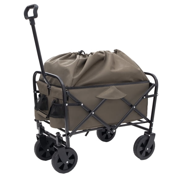 Collapsible Foldable Wagon Cart Beach Wagon Heavy Duty Utility Cart Utility Wagon Grocery Cart for for Camping Shopping Sports Gardeing Fishing  Supports 225lbs  All-Terrain Wheels green