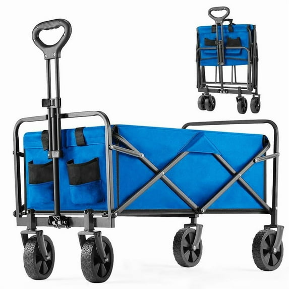 Collapsible Foldable Wagon Cart with All-Terrain Wheels, Large Capacity for Garden, Beach, Shopping, Sports and Camping, Heavy Utility