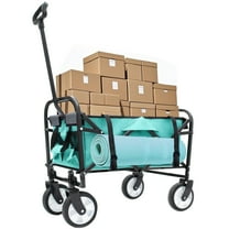 Collapsible Foldable Wagon Cart with Strapping, Utility Beach Wagon Cart Wagon Grocery Cart for Camping Shopping