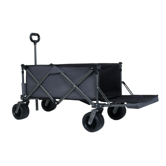 Collapsible Folding Wagon 300L,49" Extra Long Collapsible Wagon with Tailgate, All-Terrain 7"x 4" Big Wheels,Beach Wagon Cart Heavy Duty 400LBS Foldable Foldable Beach Wagon for Garden Sports Camping