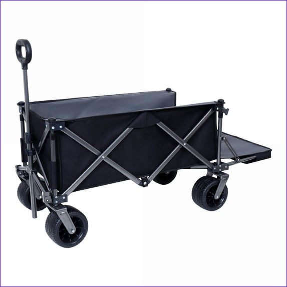 Collapsible Folding Wagon | 400LBS Heavy Duty All-Terrain for Beach Garden Camping Sports | Black | Steel
