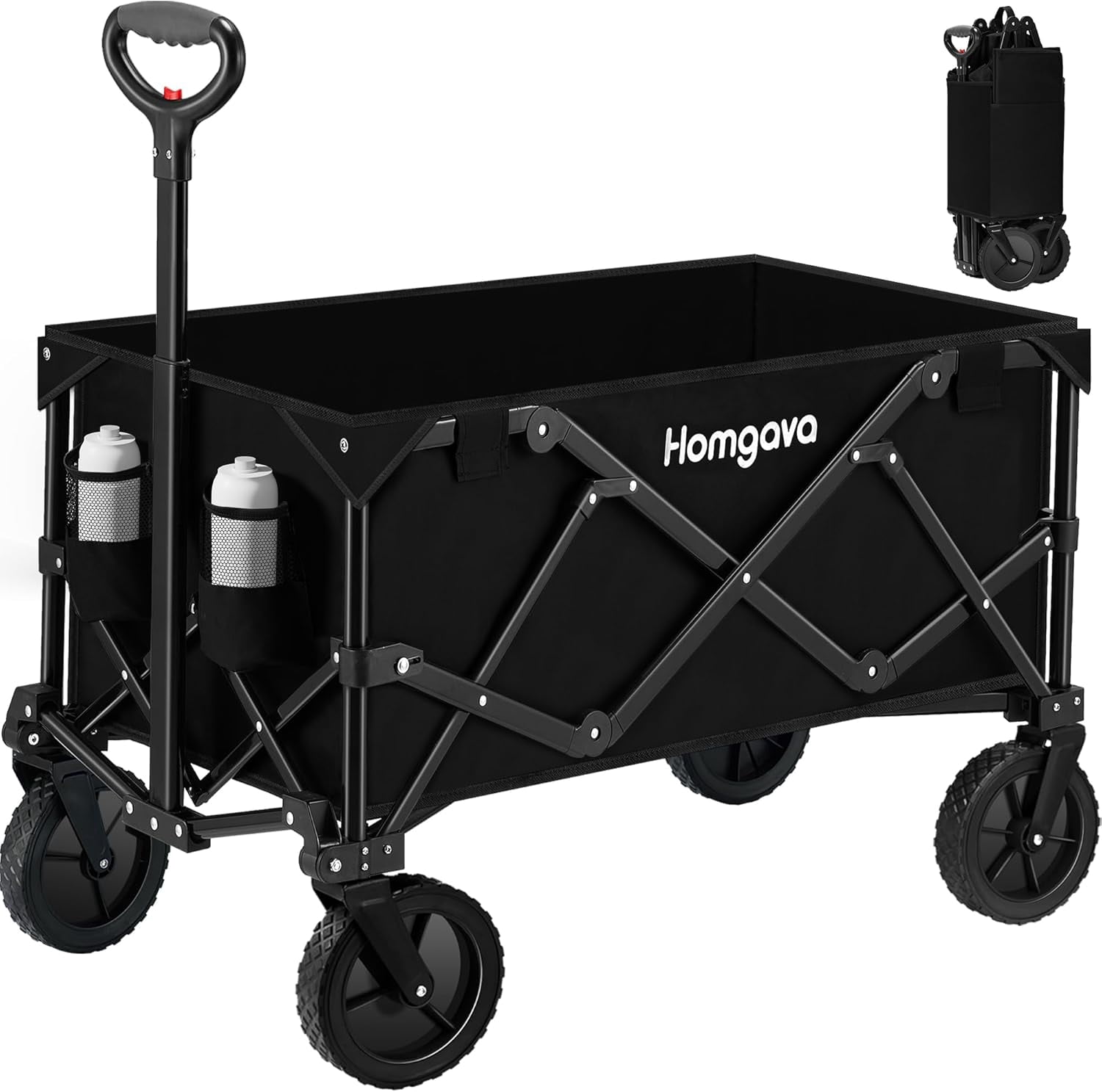 Collapsible Folding Wagon Cart 150L,Heavy Duty Garden Cart with All ...