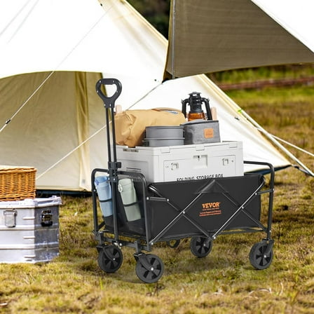 Collapsible Folding Wagon Cart - 220lbs Heavy Duty with Wheels, Outdoor Portable Garden Cart for Groceries, Camping & Sports