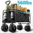 thumbnail image 1 of Qunler 560lbs Collapsible Folding Wagon, Big Bucket Beach Cart, Heavy Duty Large Capacity Garden Wagon with Multi-Terrain Brake Wheels for Outdoor Camping, Shopping, Sports, Grocery, Kids, Black, 1 of 14