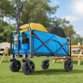 thumbnail image 1 of Collapsible Folding Wagon Cart with All-Terrain Wheels, Heavy Duty Utility Cart for Camping, Beach, Grocery, Sports, 330 lbs Capacity, Portable Outdoor Wagon, Blue, 1 of 8