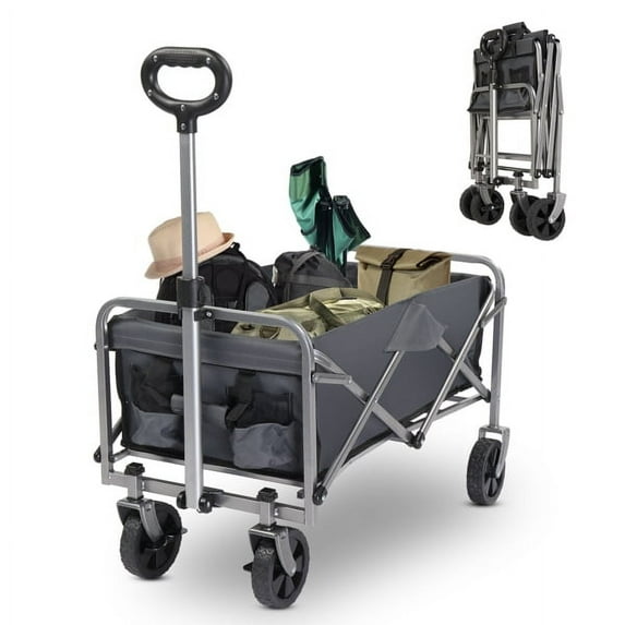 Collapsible Folding Wagon Cart Foldable for Outdoor Sports, Camping, Garden, and Shopping 220LBS