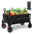 Collapsible Folding Wagon Cart, Heavy Duty Grocery Cart with Wheels and