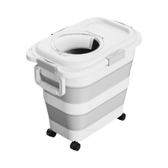 Collapsible Food Storage Container with Wheels Large Capacity Airtight Bin for Kitchen Pantry Rice Flour Pet Food Organization Moisture Resistant Design
