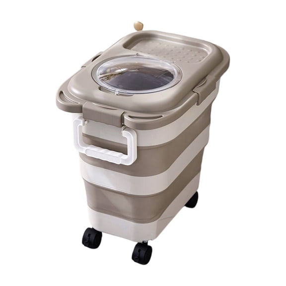 Collapsible Food Storage Container with Wheels Large Capacity Airtight Bin for Kitchen Pantry Rice Flour Pet Food Organization Moisture Resistant Design