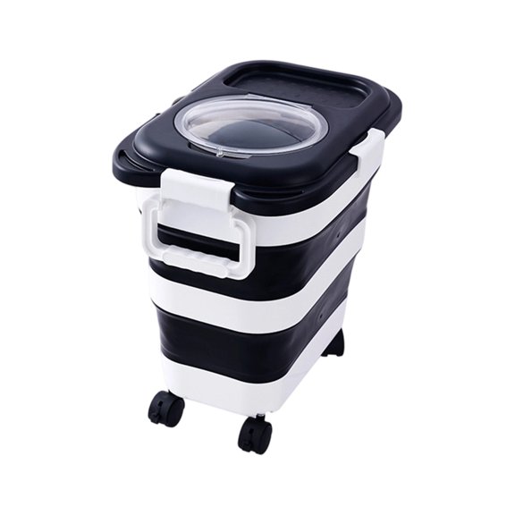 Collapsible Food Storage Container with Wheels Large Capacity Airtight Bin for Kitchen Pantry Rice Flour Pet Food Organization Moisture Resistant Design