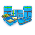 thumbnail image 1 of Collapsible Food Storage Container for Meal Prep | 5 pack | 3 Separate Compartments with Clip in Fork & Spoon | Microwave, Dishwasher Safe & BPA Free, 1 of 4