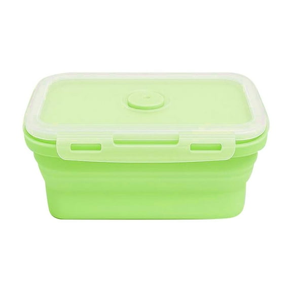 Collapsible Food Storage Containers with Airtight Lid,Kitchen Stacking Silicone Heavy-Duty Collapsible Meal Prep Container for Leftover,Microwave Freezer Safe,Food Camping (1200ML Green)