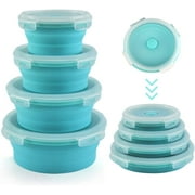 Collapsible Food Storage Containers, Collapsible Bowls with Lids for Camping Kitchen Stuff, RV Accessories for Inside Storage and Organization Camper Must Haves, Space Saving Silicone Bowls