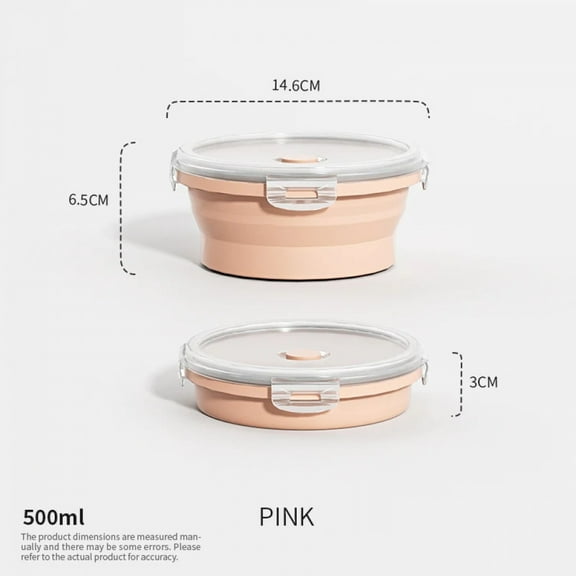 Collapsible Food Storage Containers Foldable Silicone Lunch Containers with Lids, Rectangle Collapsible Bowls Round Food Bowls