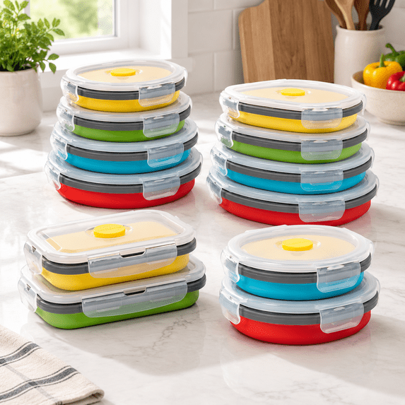 Collapsible Food Storcontainers With Lid & Air Vent 16 Pack 8 ...