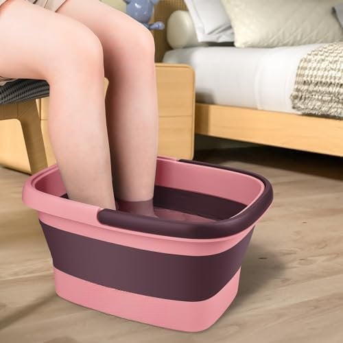 Collapsible Foot Bath Basin with Handle, 15L/4 Gallons, Foldable Foot Bath Tub, Foot Soaking Basin with Massage Acupoint, Pedicure Foot Tub for Dry Cracked -
