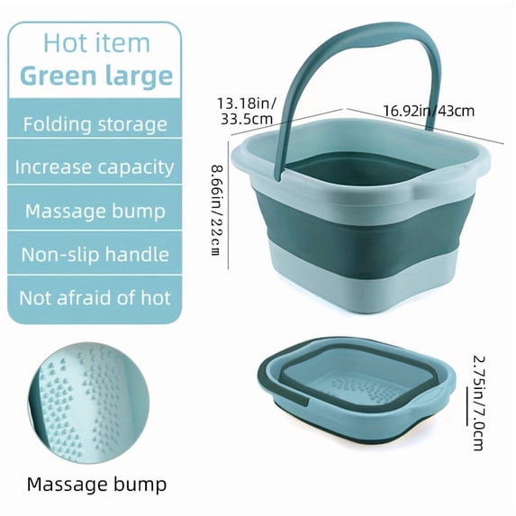 Collapsible Foot Bath Bucket with Handle, Large Portable Foot Soaking Basin