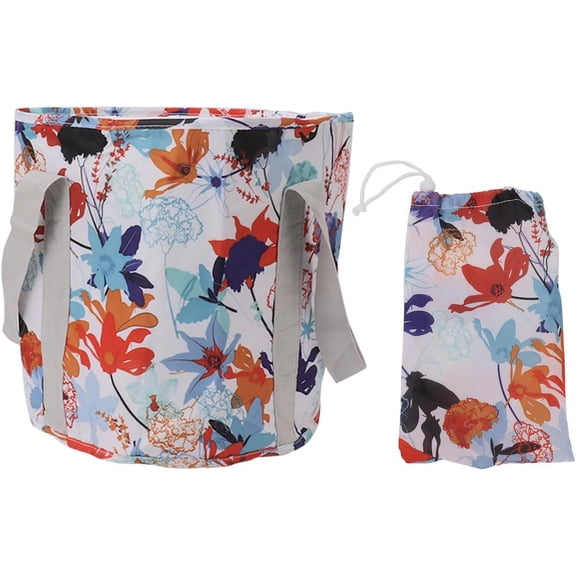 Collapsible Foot Buckets with Handle, Camping Water Storage Container, Portable Folding Bucket Wash Basin for Traveling Hiking Fishing Boating Gardening, Orange