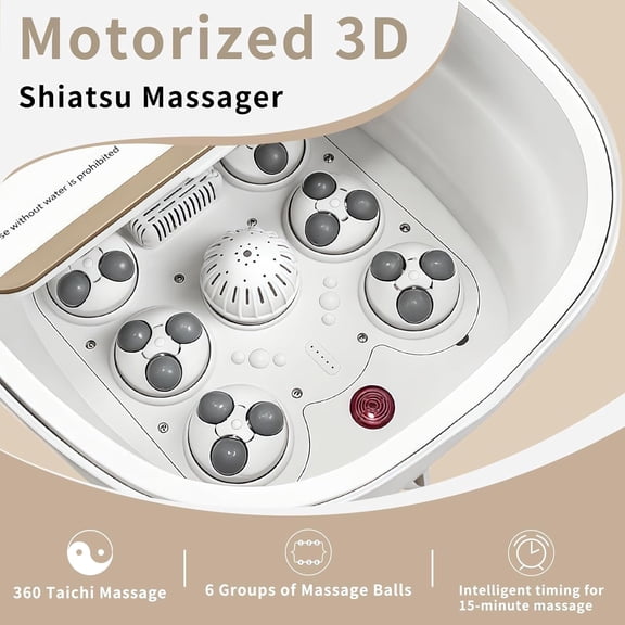 Collapsible Foot Spa Bath Massager with Heat, Pedicure Foot Spa with Bubbles/Timer/Temperature Control, Feet Soak Tub for Home, Office, Relaxation and Stress , Gift for Men and Women