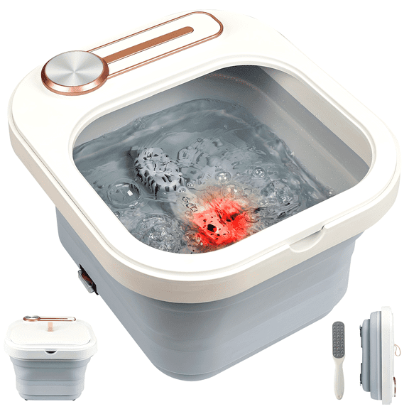 Collapsible Foot Spa Bath-With And Bubbling Function - Foot Scrub with Pedicure Tool-Foot Soak Tub with Non-Motorized Roller Massage to Relax The Feet