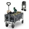 thumbnail image 1 of Heavy Duty Garden Folding Cart: 100kg Capacity, Flat Folding, Grey 600D Oxford Cloth & Silver Steel Frame for Yard, Beach, Camping, Groceries, 1 of 8
