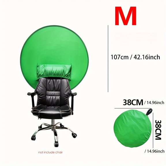 Collapsible Green Screen Backdrop with Chair Mount, Chroma Key Studio Background for Vlogging/Streaming/Video Chats, Portable Durable Polyester, Easy Setup, for Home Studios