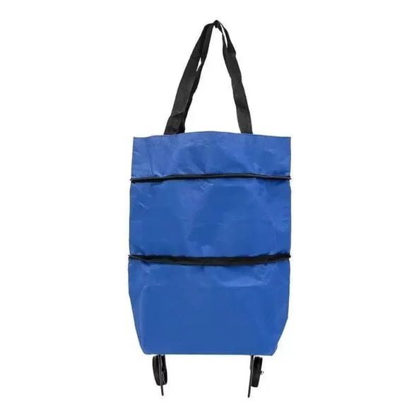 Collapsible Grocery Cart on Wheels, Rolling Shopping Bag, 22X14 In, Foldable Tote Bag, Outdoor Errands, Blue, 1 Pc