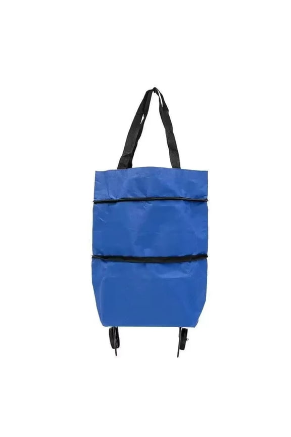 Collapsible Grocery Cart on Wheels, Rolling Shopping Bag, 22X14 In, Foldable Tote Bag, Outdoor Errands, Blue, 1 Pc