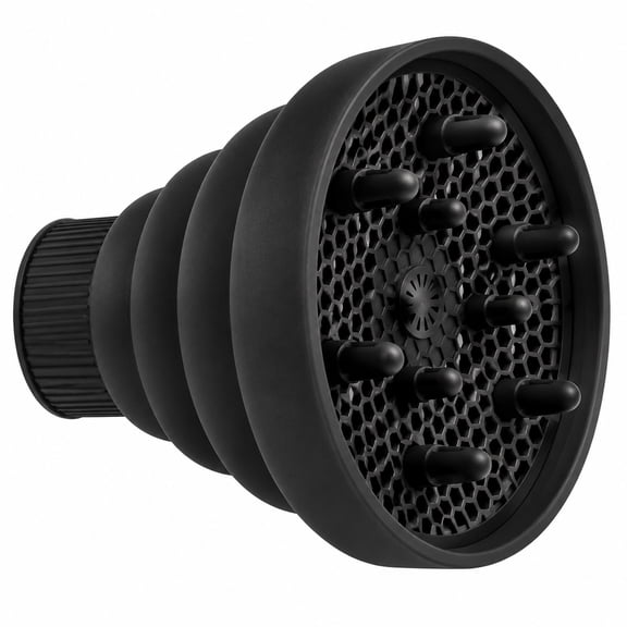 Collapsible Hair Dryer Diffuser Attachment  Travel Folding Silicone Diffuser for Curly and Wavy Hair, Universal, Black