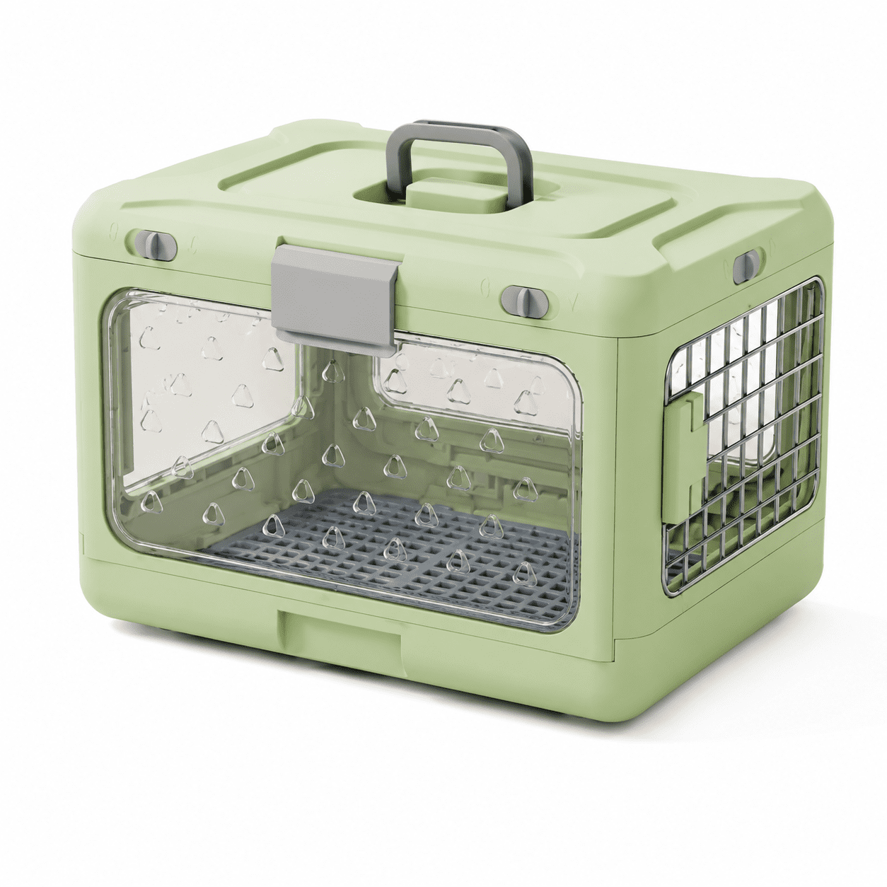 Collapsible Hard-Sided Pet Carrier, Portable 20" Travel Kennel for Small Dogs & Cats, Durable PP Material with Comfort Grip Handle and Secure Locking Gate, Matcha Sage