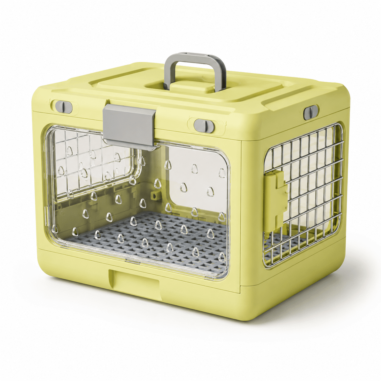 Collapsible Hard-Sided Pet Carrier, Portable 20" Travel Kennel for Small Dogs & Cats, Durable PP Material with Comfort Grip Handle and Secure Locking Gate, Matcha Sage