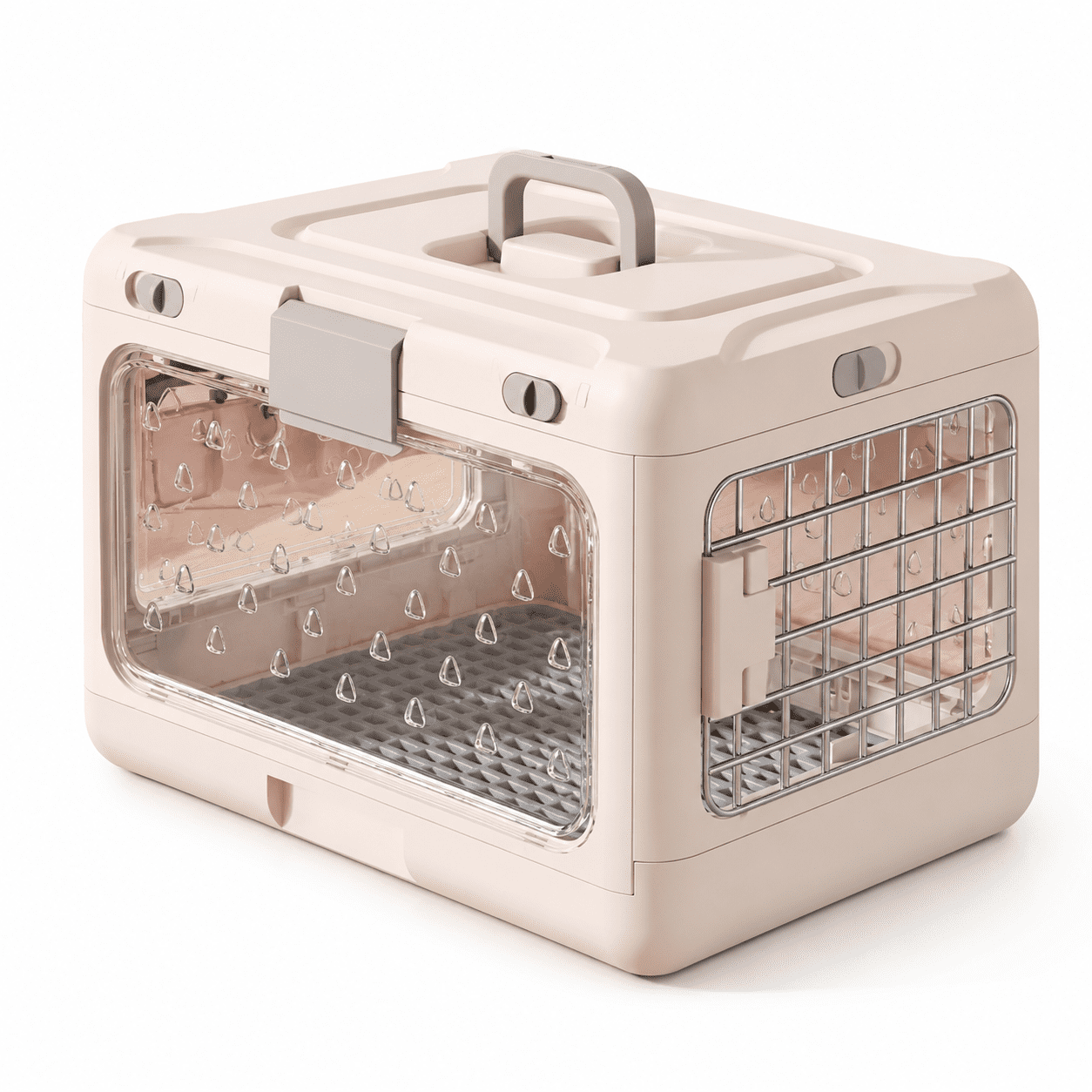 Collapsible Hard-Sided Pet Carrier, Portable 20" Travel Kennel for Small Dogs & Cats, Durable PP Material with Comfort Grip Handle and Secure Locking Gate, Matcha Sage