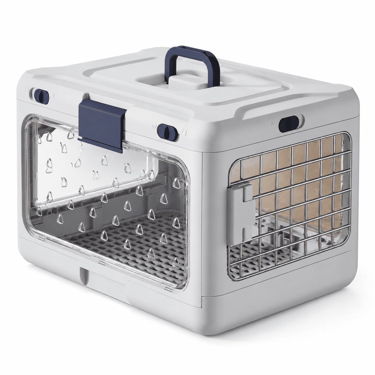 Collapsible Hard-Sided Pet Carrier, Portable 20" Travel Kennel for Small Dogs & Cats, Durable PP Material with Comfort Grip Handle and Secure Locking Gate, Matcha Sage