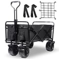 thumbnail image 1 of Collapsible Heavy Duty Beach Wagon Cart Outdoor Folding Utility Camping Garden Beach Cart with Universal Wheels Adjustable Handle Shopping (Black), 1 of 7