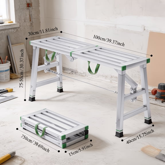 Collapsible Heavy-Duty Metal Scaffolding Work Platform, Versatile Foldable Work Bench Available