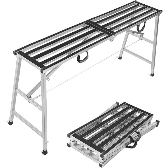 Collapsible Heavy-Duty Metal Scaffolding Work Platform, Versatile Foldable Work Bench Indoor & Outdoor Universal Use