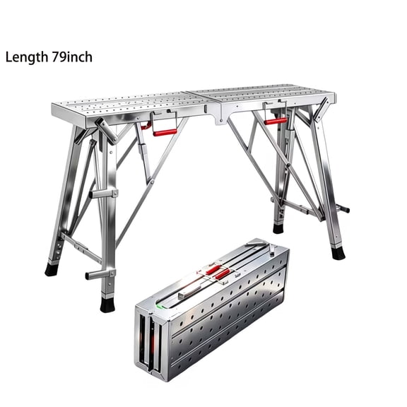 Collapsible Heavy-Duty Metal Scaffolding Work Platform, Versatile Foldable Work Bench Indoor & Outdoor Universal Use